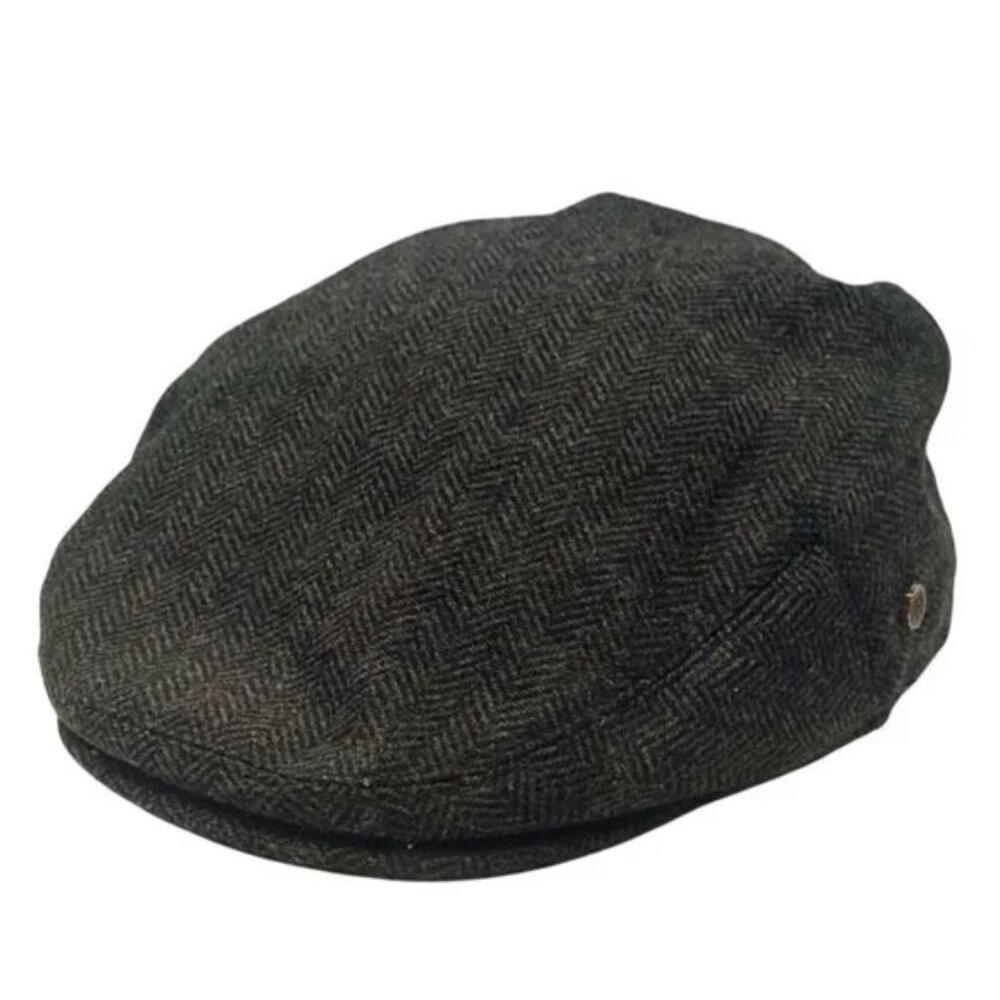 Voboom Men Herringbone Wool Blend Newsboy Cap - Medium